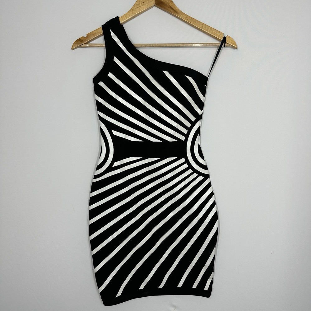 BCBG Maxazria RN80734 CA31458 Bandage Black White Dress Small Party Cocktail